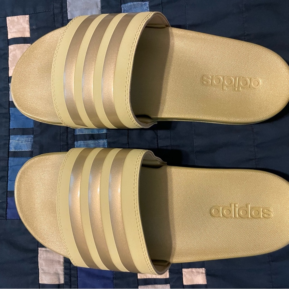 Adidas Slides- Green/Gold
